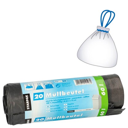 Artikelbild für STARPAK Müllbeutel 60,0 l schwarz 22,0 µm, 20 St., Artikelnummer 515580