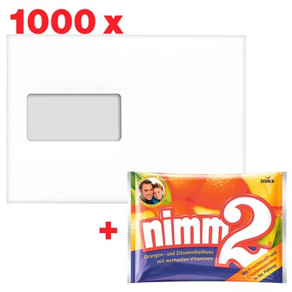 Artikelbild 9 für AKTION: MAILmedia Briefumschläge C5 mit Fenster weiß haftklebend 2x 500 St. + GRATIS STORCK Bonbons nimm 2, Artikelnummer 501698