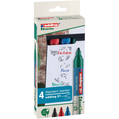 Artikelbild 2 für edding 31 Ecoline Flipchart-Marker farbsortiert 1,5 - 3,0 mm, 4 St., Artikelnummer 494961