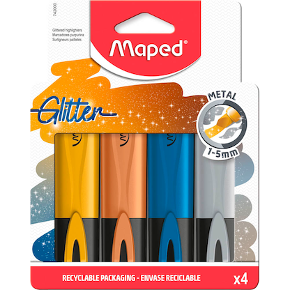 Artikelbild 6 für maped FLUO PEPS METALLIC GLITTER Textmarker farbsortiert, 4 St., Artikelnummer 701571