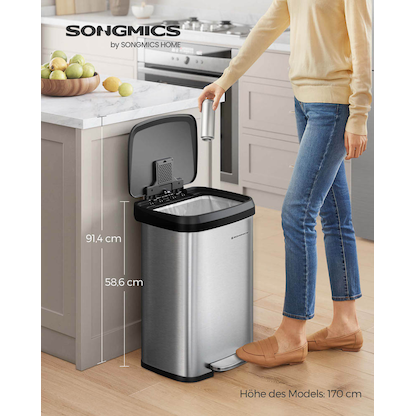 Artikelbild 7 für SONGMICS Mülleimer 50,0 l silber, Artikelnummer 291027