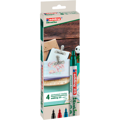 Artikelbild 2 für edding 25 EcoLine Permanentmarker farbsortiert 1,0 mm, 4 St., Artikelnummer 494973