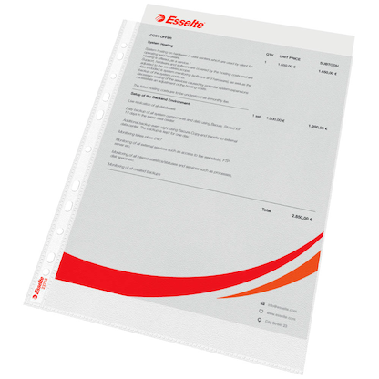 Artikelbild 11 für 100 Esselte Prospekthüllen DIN A4 transparent genarbt 0,09 mm, Artikelnummer 864371