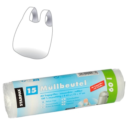 Artikelbild 3 für STARPAK Müllbeutel 60,0 l transparent 12,0 µm, 15 St., Artikelnummer 515914
