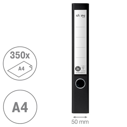 Artikelbild 3 für VON LEITZ Ordner schwarz mamoriert Karton 5,0 cm DIN A4, Artikelnummer 635676