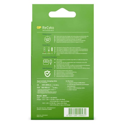 Artikelbild 6 für GP ReCyko USB-Akku-Schnellladegerät inkl. Akkus, Artikelnummer 302772