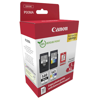 Artikelbild 2 für Canon PG-540L + CL-541XL schwarz, color Druckköpfe + Fotopapier, 2er-Set, Artikelnummer 207489