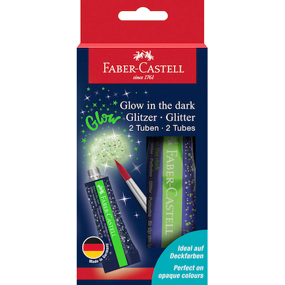 Artikelbild für 2 FABER-CASTELL Glow in the dark Gel Glitzer farbsortiert 2 x 12,0 g, Artikelnummer 278038