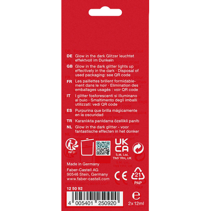 Artikelbild 2 für 2 FABER-CASTELL Glow in the dark Gel Glitzer farbsortiert 2 x 12,0 g, Artikelnummer 278038