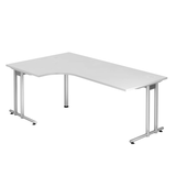 Artikelbild 1 für HAMMERBACHER NS82 Schreibtisch weiß L-Form, C-Fuß-Gestell silber 200,0 x 80,0/120,0 cm, Artikelnummer 863946