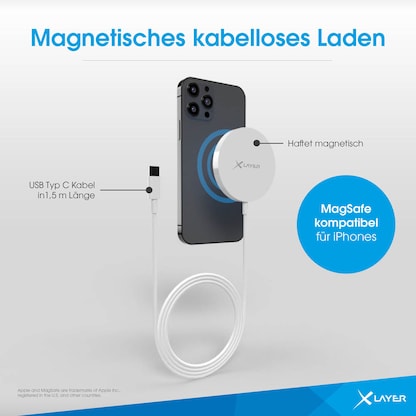 Artikelbild 5 für XLAYER Wireless Magnetic Starter Set Induktive Ladestation weiß, Kabellänge: 1,0 m, 15 Watt, Artikelnummer 649407