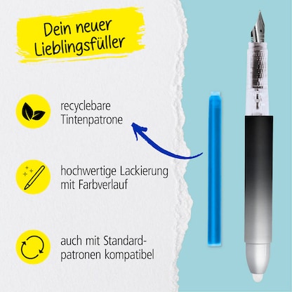 Artikelbild 4 für ONLINE® magiXX Dark Shadow Patronenfüller schwarz M (mittel), Artikelnummer 708956