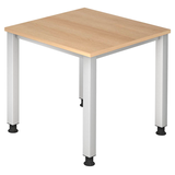 Artikelbild 1 für HAMMERBACHER QS08 höhenverstellbarer Schreibtisch eiche quadratisch, 4-Fuß-Gestell silber 80,0 x 80,0 cm, Artikelnummer 847057