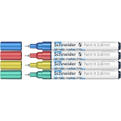 Artikelbild für Schneider 010 Lackmarker farbsortiert 0,8 mm, 4 Set, Artikelnummer 564767