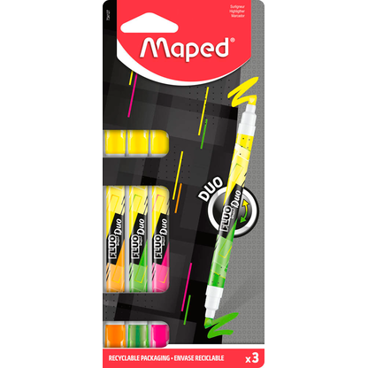 Artikelbild 24 für maped FLUO DUO Textmarker farbsortiert, 3 St., Artikelnummer 701692
