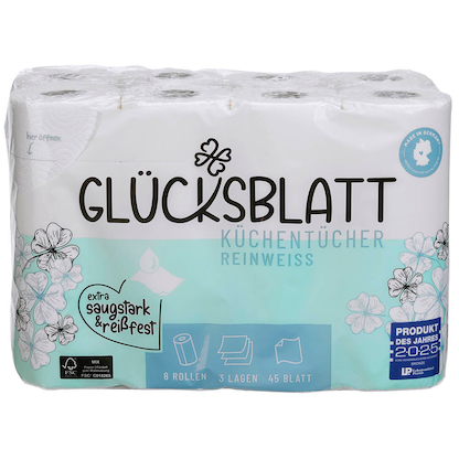 Artikelbild 3 für GLÜCKSBLATT Küchenrollen reinweiß 3-lagig, 8 Rollen, Artikelnummer 671717