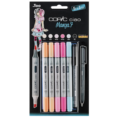 Artikelbild 2 für COPIC® Ciao Manga 7 Layoutmarker-Set farbsortiert 1,0 + 6,0 mm, 6 St., Artikelnummer 717285