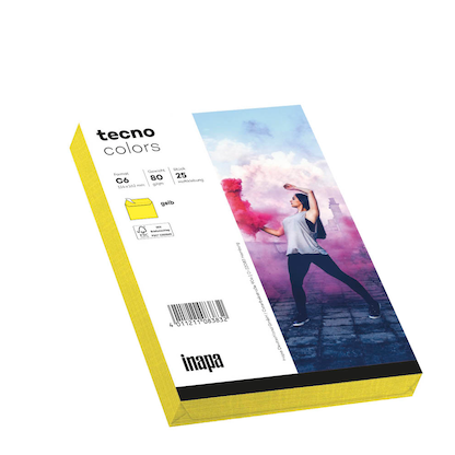 Artikelbild 4 für tecno Briefumschläge colors DIN C6 ohne Fenster gelb haftklebend 25 St., Artikelnummer 341313