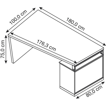 Artikelbild 2 für röhr quantum Schreibtisch eiche Trapezform, Wangen-Gestell grau 176,3/210,0 x 80,0/100,0 cm, Artikelnummer 722477
