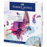 Artikelbild 1 für FABER-CASTELL Aquarell Bastelfarben-Set farbsortiert 12 Tuben 5,0 ml Tuben, 4 Synthetik-Pinsel, 1 Schablone und 1 Mischpalette ml, Artikelnummer 443428