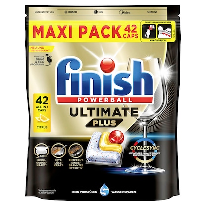 Artikelbild 19 für finish POWERBALL ULTIMATE PLUS ALL IN 1 CITRUS Spülmaschinentabs 42 St., Artikelnummer 539928