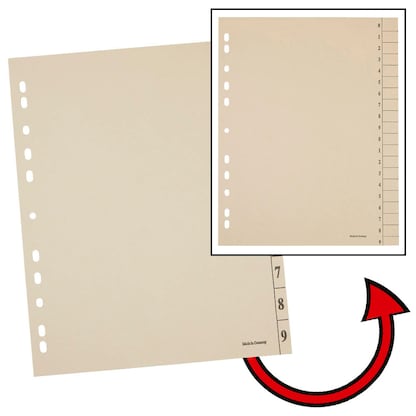 Artikelbild für office discount Trennblätter DIN A4 0-9 chamois, 200 g/qm, 100 St., Artikelnummer 557579