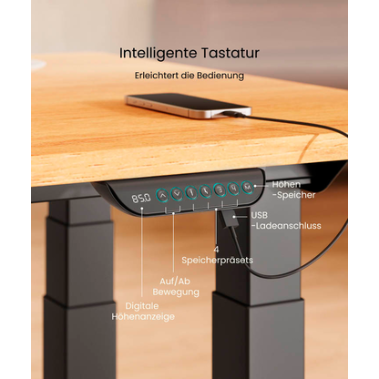 Artikelbild 10 für FlexiSpot E7 Plus elektrisch höhenverstellbares Schreibtischgestell schwarz ohne Tischplatte, Kufen-Gestell schwarz 99,0 - 159,0 x 68,0 cm, Artikelnummer 656516