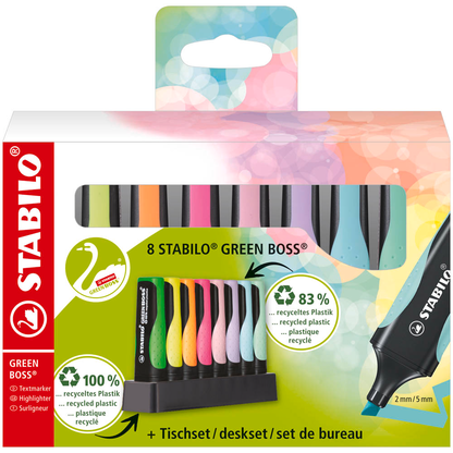 Artikelbild 2 für STABILO GREEN BOSS Pastell Textmarker farbsortiert, 8 St., Artikelnummer 370207