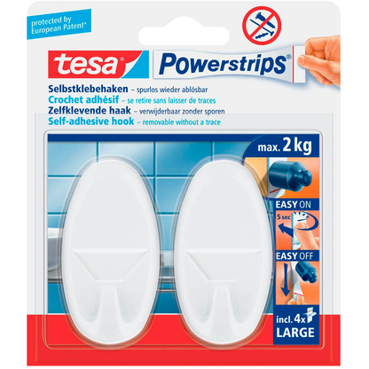 Artikelbild 8 für tesa Powerstrips Klebehaken für max. 2,0 kg 3,8 x 7,0 cm, 2 St., Artikelnummer 820961