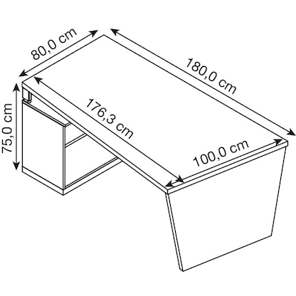 Artikelbild 2 für röhr quantum Schreibtisch eiche Trapezform, Wangen-Gestell grau 176,3/180,0 x 80,0/100,0 cm, Artikelnummer 722601