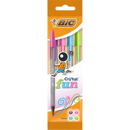 Artikelbild 3 für BIC Kugelschreiber Cristal Fun transparent, Schreibfarbe: farbsortiert, 4 St., Artikelnummer 844462