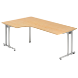 Artikelbild 1 für HAMMERBACHER NS82 Schreibtisch ahorn L-Form, C-Fuß-Gestell silber 200,0 x 80,0/120,0 cm, Artikelnummer 862223