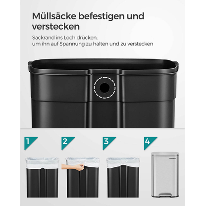 Artikelbild 7 für SONGMICS Mülleimer 50,0 l silber, Artikelnummer 289928