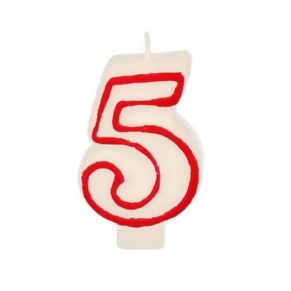 Artikelbild für PAPSTAR Zahlenkerzen 5 weiß, rot, Artikelnummer 683322