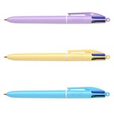 Artikelbild 1 für BIC 4-Farben-Kugelschreiber PASTEL pastellgelb, pastellrosa, pastellblau, Schreibfarbe: schwarz, blau, grün, rot, 1 St., Artikelnummer 385227