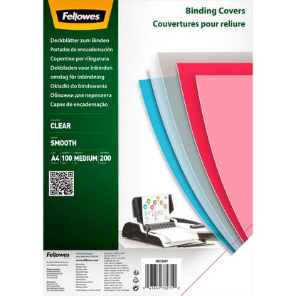 Artikelbild 7 für Fellowes Deckfolien für Bindemappen transparent, DIN A4 0,2 mm, 100 St., Artikelnummer 150157