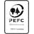 PEFC-Zertifizierungslogo in Schwarz-Weiß mit Bäumen, Zertifikatsnummer PEFC/15-31-0134 und Text 'PEFC Certified'.