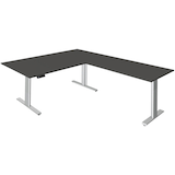 Artikelbild 1 für Kerkmann Move 3 tube elektrisch höhenverstellbarer Schreibtisch anthrazit L-Form, T-Fuß-Gestell silber 200,0 x 100,0 cm, Artikelnummer 294252