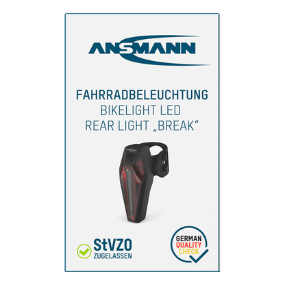 Artikelbild 16 für ANSMANN Rear break LED Fahrradbeleuchtung schwarz, Artikelnummer 629198