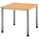Artikelbild 1 für HAMMERBACHER Orbis höhenverstellbarer Schreibtisch buche quadratisch, 4-Fuß-Gestell silber 80,0 x 80,0 cm, Artikelnummer 763250