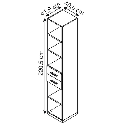 Artikelbild 2 für röhr Regalschrank quantum, 180/D65/6120-85-R1 grau, eiche 40,0 x 41,9 x 220,5 cm, Artikelnummer 722324