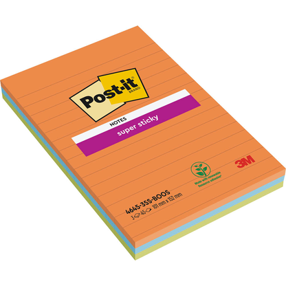Artikelbild 9 für Post-it® Super Sticky Haftnotizen extrastark 46453SSA farbsortiert, 3 Blöcke, Artikelnummer 393074