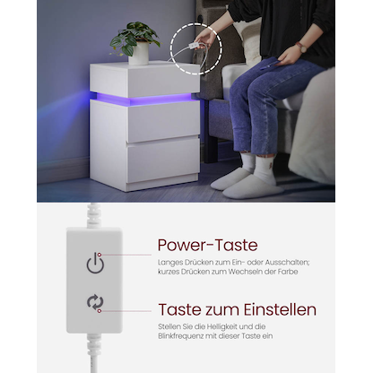 Artikelbild 6 für VASAGLE Nachttisch weiß 40,0 x 35,0 x 55,0 cm, Artikelnummer 438808