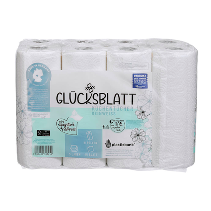 Artikelbild 5 für GLÜCKSBLATT Küchenrollen reinweiß 3-lagig, 8 Rollen, Artikelnummer 671717