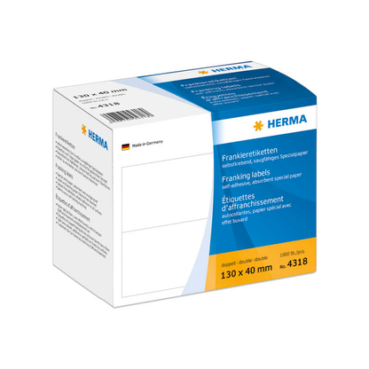 Artikelbild 8 für 1.000 HERMA Frankieretiketten 4318 weiß 130,0 x 40,0 mm, Artikelnummer 144055