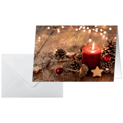 Artikelbild für 10 SIGEL Weihnachtskarten Red Christmas Candle DIN A6, Artikelnummer 352439