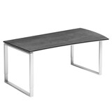 Artikelbild 1 für röhr Imperia höhenverstellbarer Schreibtisch quarzit Trapezform, Kufen-Gestell silber 180,0 x 80,0/100,0 cm, Artikelnummer 411512