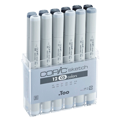 Artikelbild für COPIC® Sketch Cool Grey Layoutmarker-Set farbsortiert 1,0 + 6,0 mm, 12 St., Artikelnummer 717088