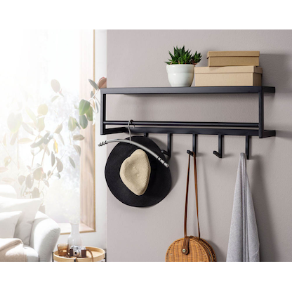 Artikelbild 3 für WOHNLING Wandgarderobe WL6.449 schwarz Metall 5 Haken 70,0 x 20,0 cm, Artikelnummer 910099