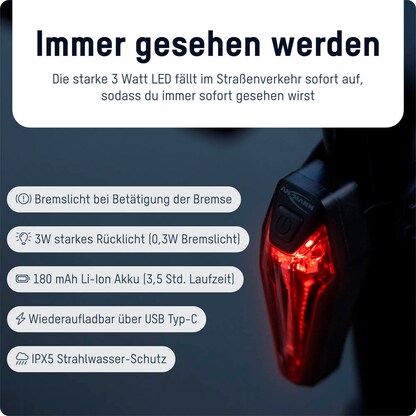 Artikelbild 5 für ANSMANN Rear break LED Fahrradbeleuchtung schwarz, Artikelnummer 629198